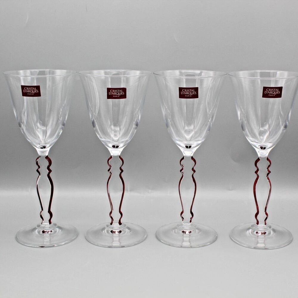Crystal D'Arques Garanti Plus DE France Genuine Lead Crystal Wine Glasses Red